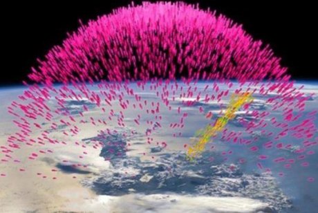 Hình minh họa chùm tia gamma phát sinh trong một cơn bão. Ảnh: NASA.